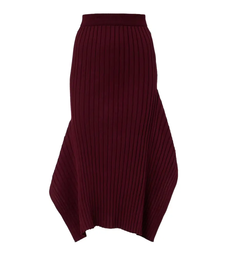 Stella McCartney Asymmetric ribbed-knit midi skirt | Image 1 Stella McCartney Asymmetric ribbed-knit midi skirt | Image 1