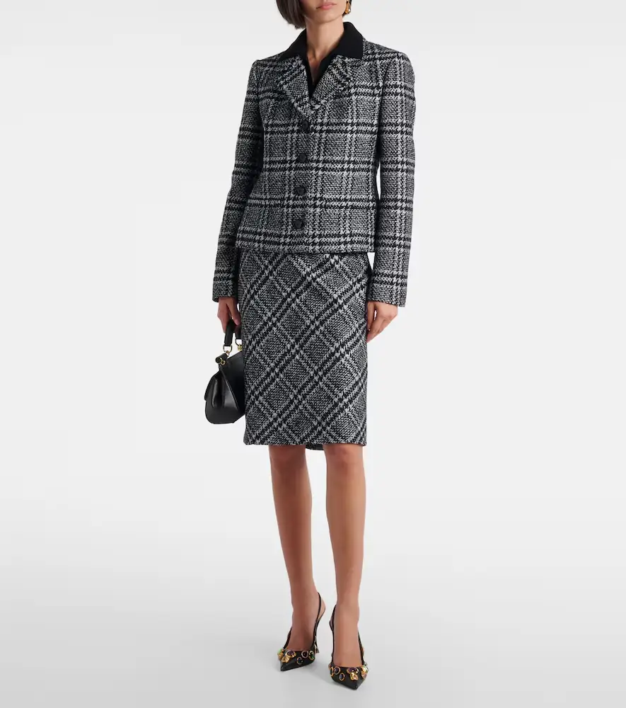 Dolce & Gabbana Checked wool, silk, and llama-blend jacket | Thumbnail 2 Dolce & Gabbana Checked wool, silk, and llama-blend jacket | Thumbnail 2