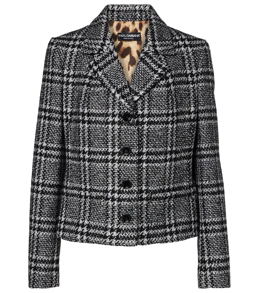 Dolce & Gabbana Checked wool, silk, and llama-blend jacket