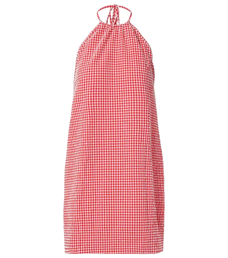 Hunza G Gingham seersucker halterneck minidress