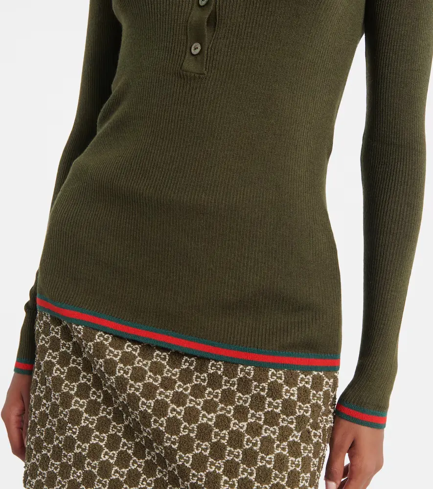 Gucci Web Stripe cashmere and silk polo sweater | Thumbnail 5 Gucci Web Stripe cashmere and silk polo sweater | Thumbnail 5