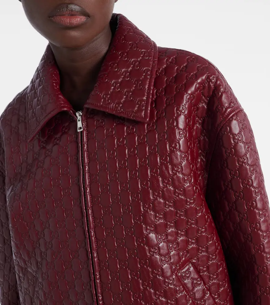 Gucci GG debossed leather jacket | Thumbnail 2 Gucci GG debossed leather jacket | Thumbnail 2