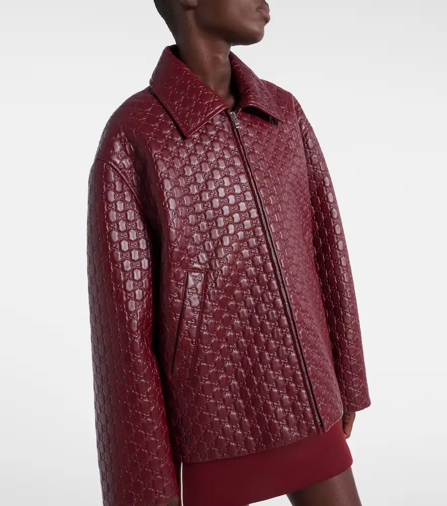 Gucci GG debossed leather jacket | Thumbnail 3 Gucci GG debossed leather jacket | Thumbnail 3