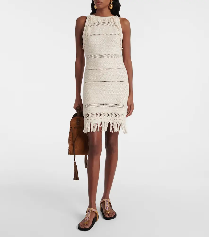 Marant Étoile Araliage macramé cotton minidress | Thumbnail 4