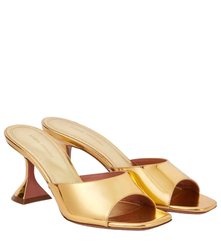 Amina Muaddi Lupita 70 metallic leather mules | Image 1 Amina Muaddi Lupita 70 metallic leather mules | Image 1