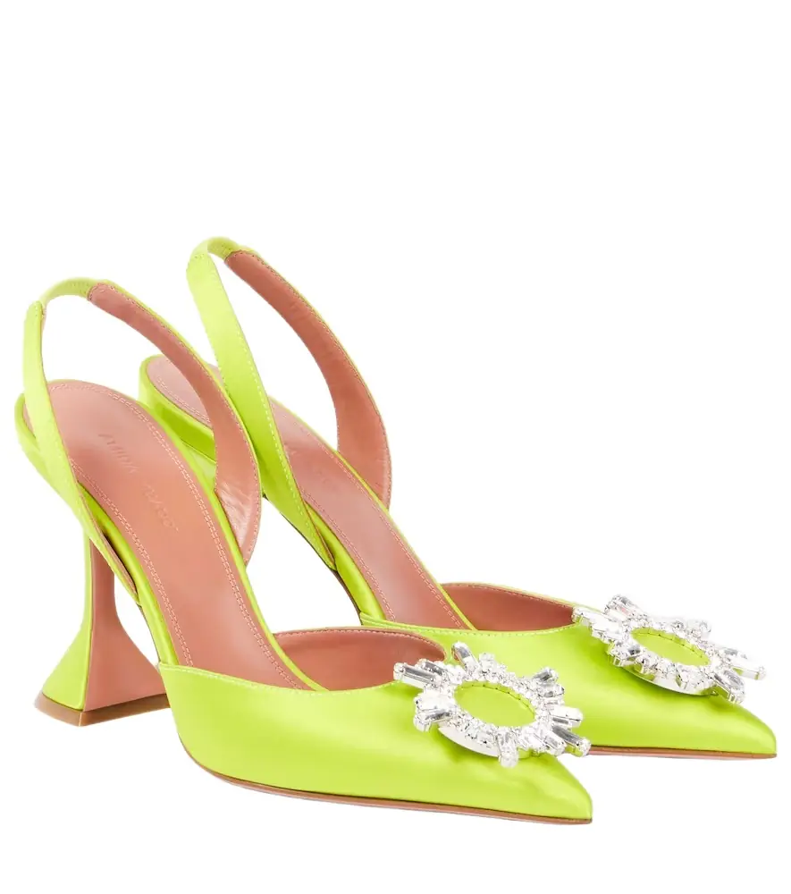 Amina Muaddi Begum 95 satin slingback pumps | Image 1 Amina Muaddi Begum 95 satin slingback pumps | Image 1