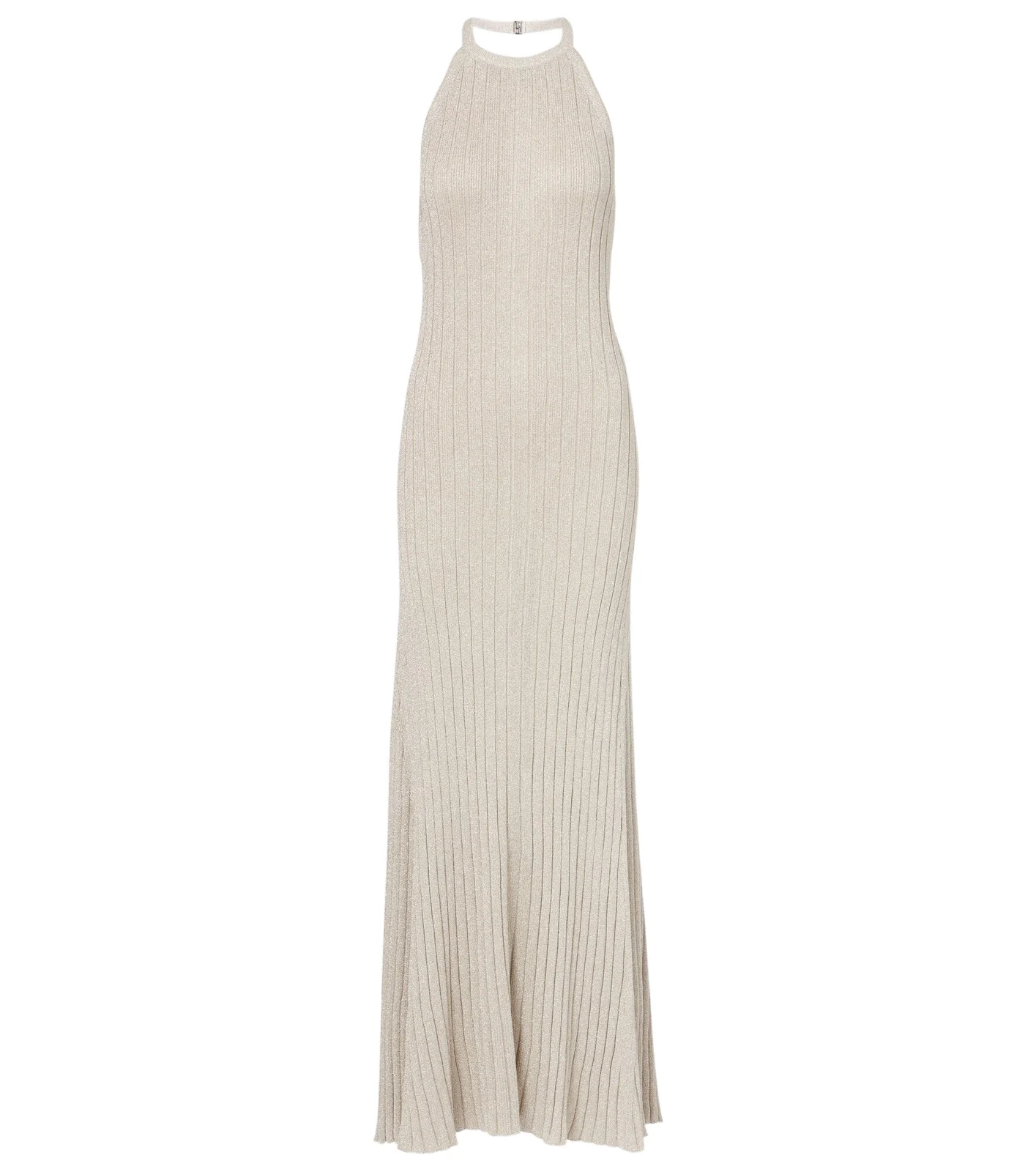 Ribbed-knit halterneck lamé maxi dress Ribbed-knit halterneck lamé maxi dress