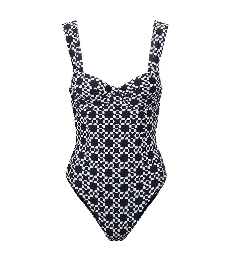 Simkhai Lexi printed bustier swimsuit