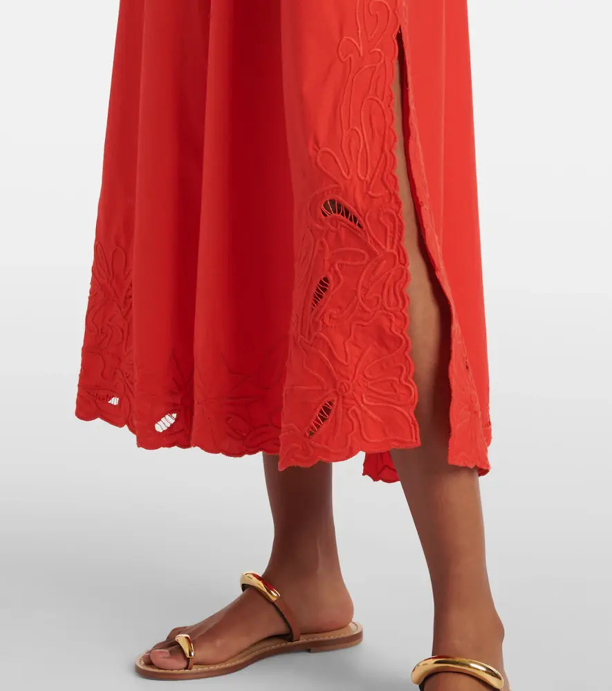 JULIET DUNN Embroidered cotton poplin midi dress | Thumbnail 4
