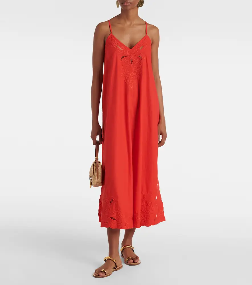 JULIET DUNN Embroidered cotton poplin midi dress | Thumbnail 5