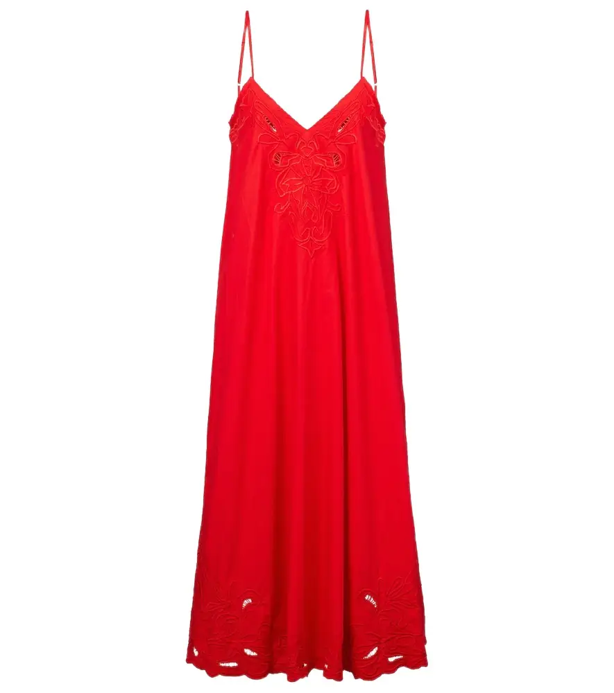 JULIET DUNN Embroidered cotton poplin midi dress