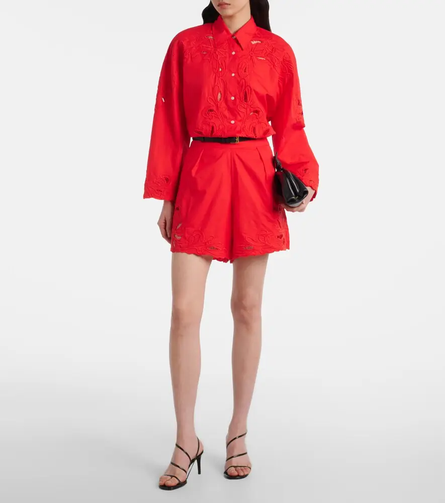 JULIET DUNN Broderie anglaise cotton poplin shirt | Thumbnail 3