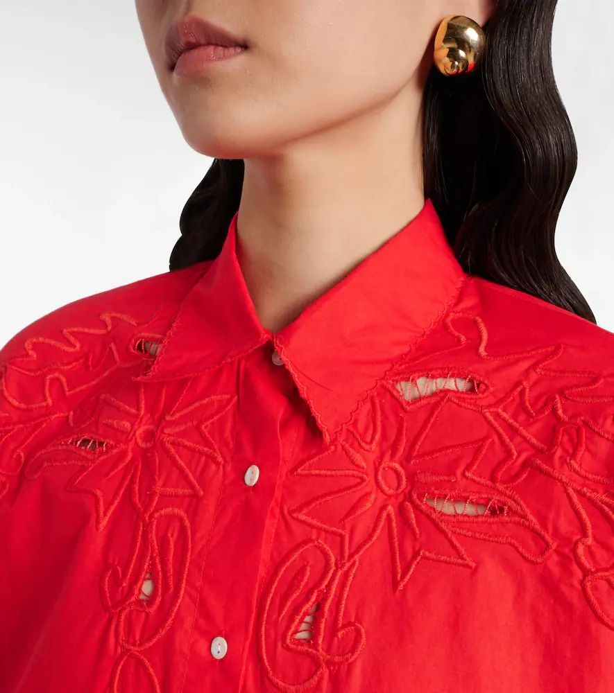 JULIET DUNN Broderie anglaise cotton poplin shirt | Thumbnail 4
