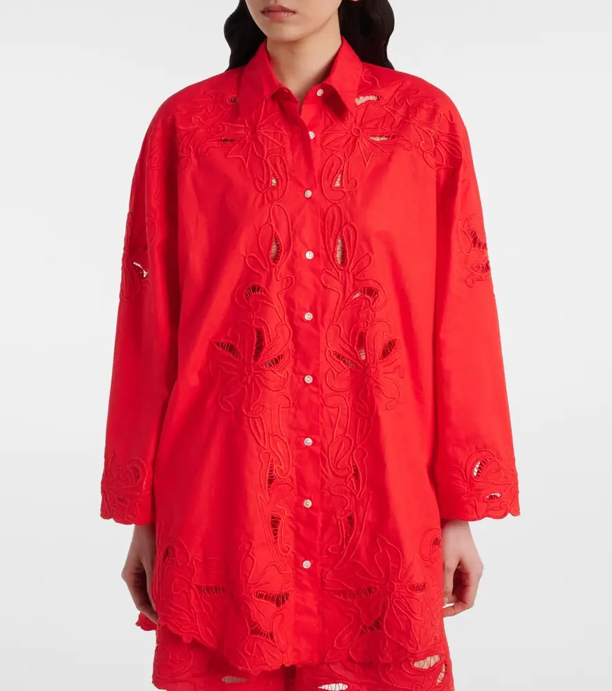 JULIET DUNN Broderie anglaise cotton poplin shirt | Thumbnail 6