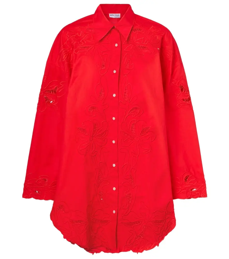JULIET DUNN Broderie anglaise cotton poplin shirt