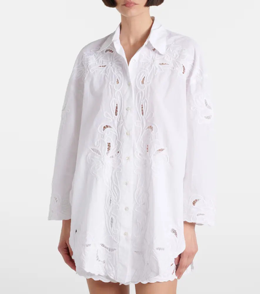 JULIET DUNN Broderie anglaise cotton poplin shirt | Thumbnail 2