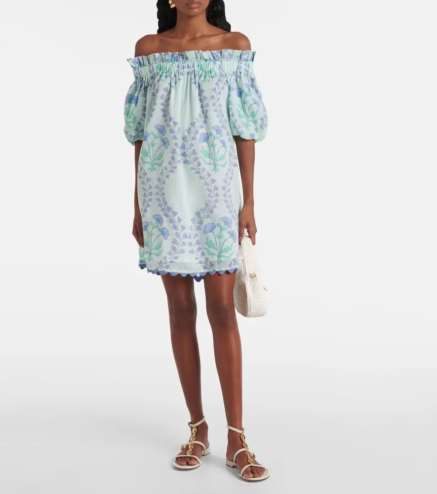 JULIET DUNN Printed off-shoulder cotton minidress | Thumbnail 2