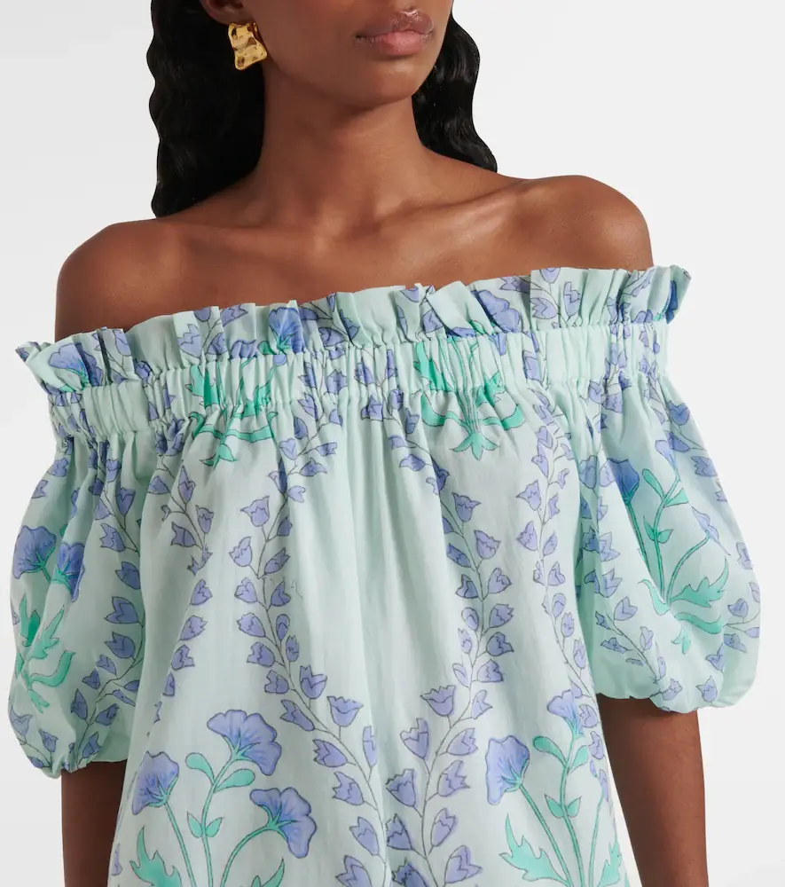 JULIET DUNN Printed off-shoulder cotton minidress | Thumbnail 5