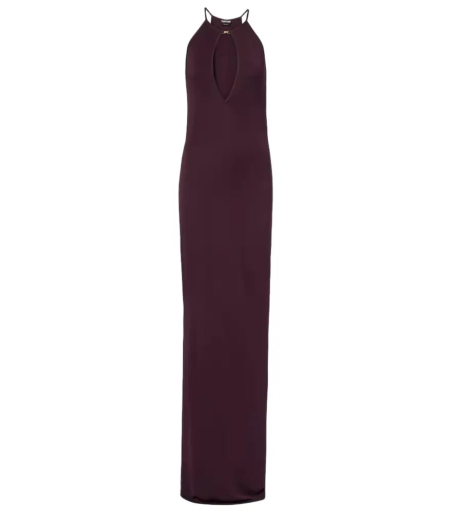 Tom Ford Cutout halterneck crêpe jersey gown
