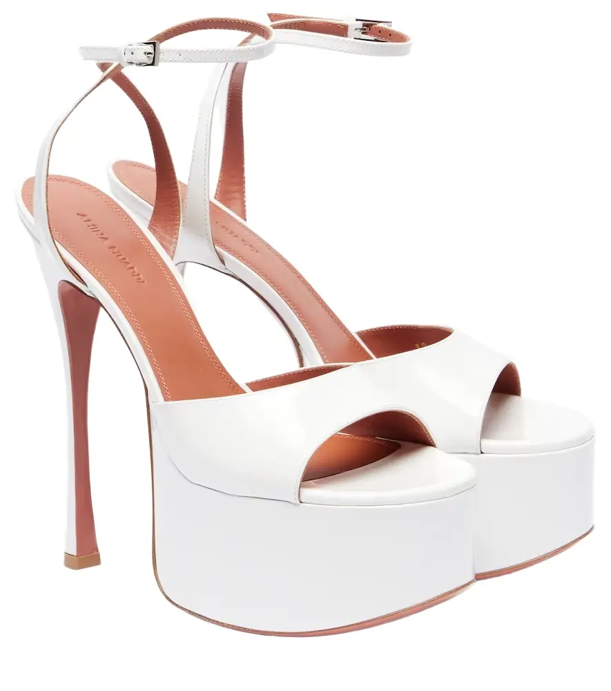 Amina Muaddi Aya 155 patent leather platform sandals | Image 1 Amina Muaddi Aya 155 patent leather platform sandals | Image 1