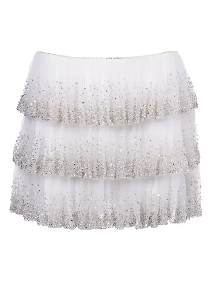 Evie beaded tiered tulle miniskirt Evie beaded tiered tulle miniskirt