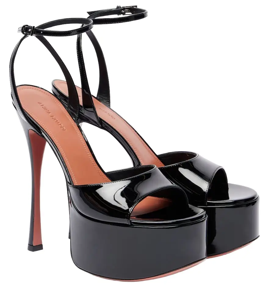 Amina Muaddi Aya 155 patent leather platform sandals | Image 1 Amina Muaddi Aya 155 patent leather platform sandals | Image 1
