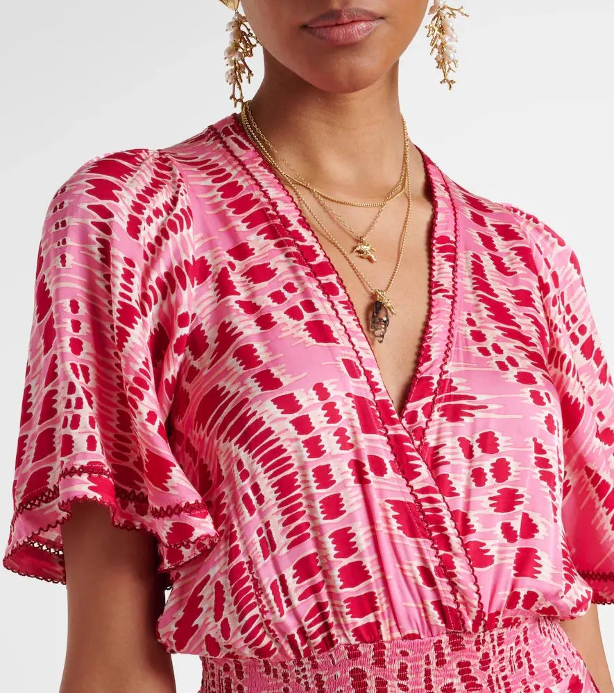 Poupette St Barth Mabelle printed satin midi dress | Thumbnail 3