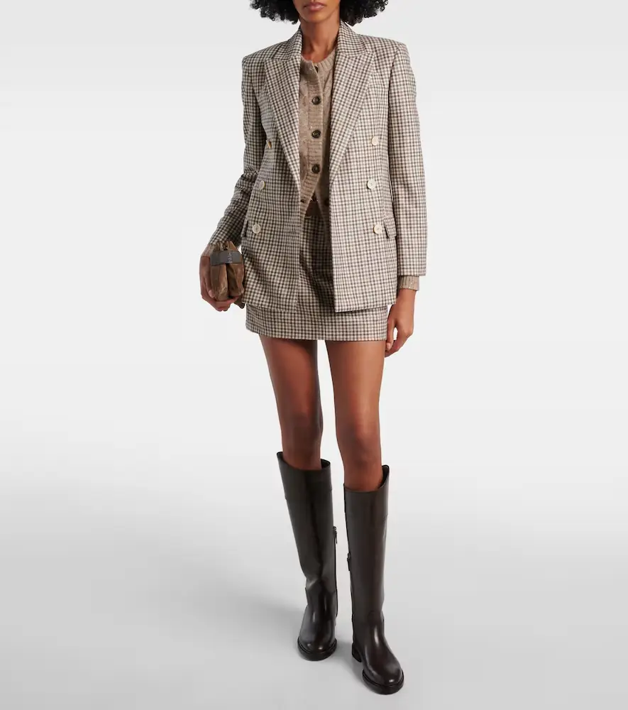 Brunello Cucinelli Checked virgin wool flannel miniskirt | Thumbnail 2 Brunello Cucinelli Checked virgin wool flannel miniskirt | Thumbnail 2
