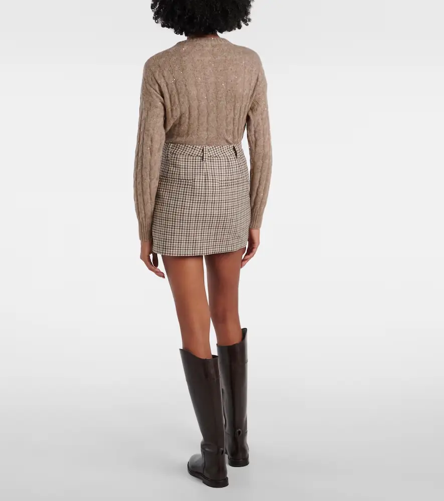 Brunello Cucinelli Checked virgin wool flannel miniskirt | Thumbnail 4 Brunello Cucinelli Checked virgin wool flannel miniskirt | Thumbnail 4