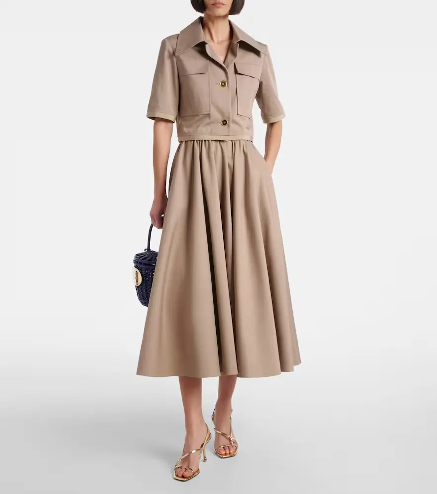 Patou Cropped cotton gabardine jacket | Thumbnail 2