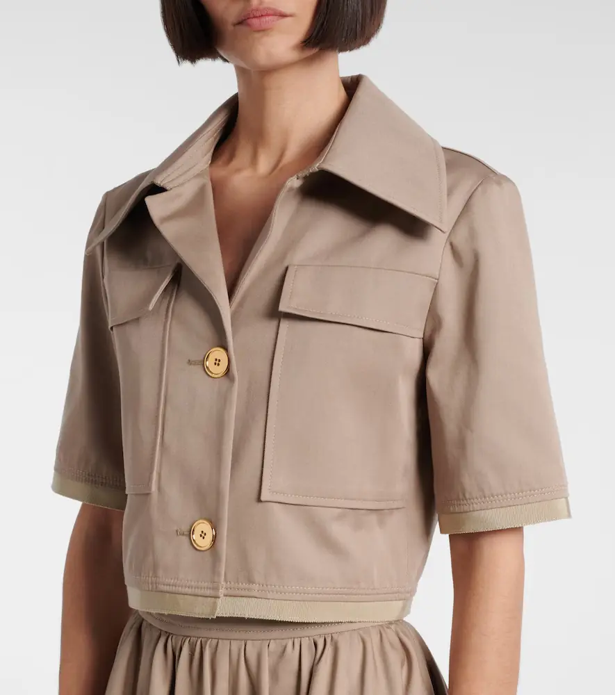 Patou Cropped cotton gabardine jacket | Thumbnail 5