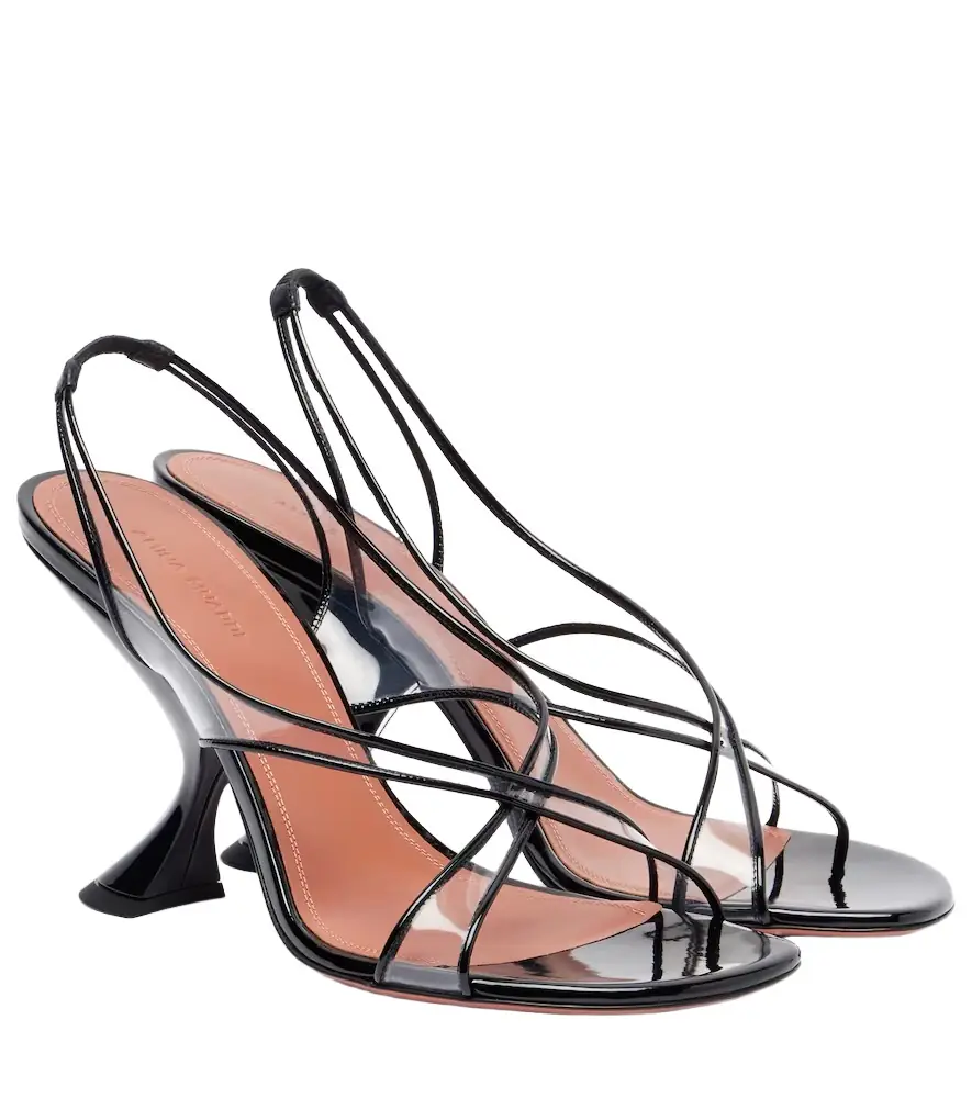 Amina Muaddi Lena 90 PVC and patent leather sandals | Image 1 Amina Muaddi Lena 90 PVC and patent leather sandals | Image 1