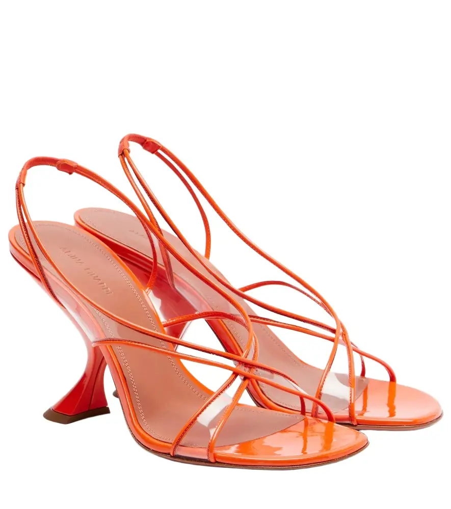 Amina Muaddi Lena 90 PVC and patent leather sandals | Image 1 Amina Muaddi Lena 90 PVC and patent leather sandals | Image 1