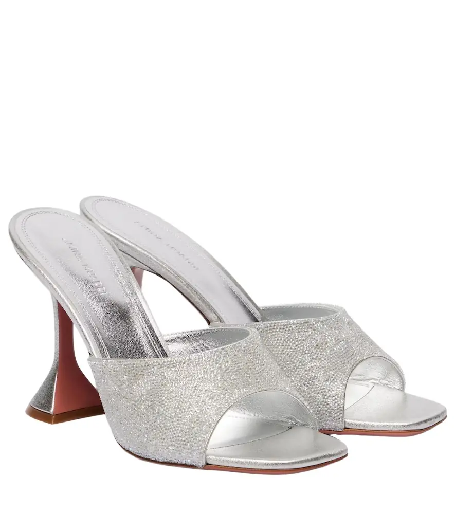 Amina Muaddi Lupita 95 embellished leather mules | Image 1 Amina Muaddi Lupita 95 embellished leather mules | Image 1
