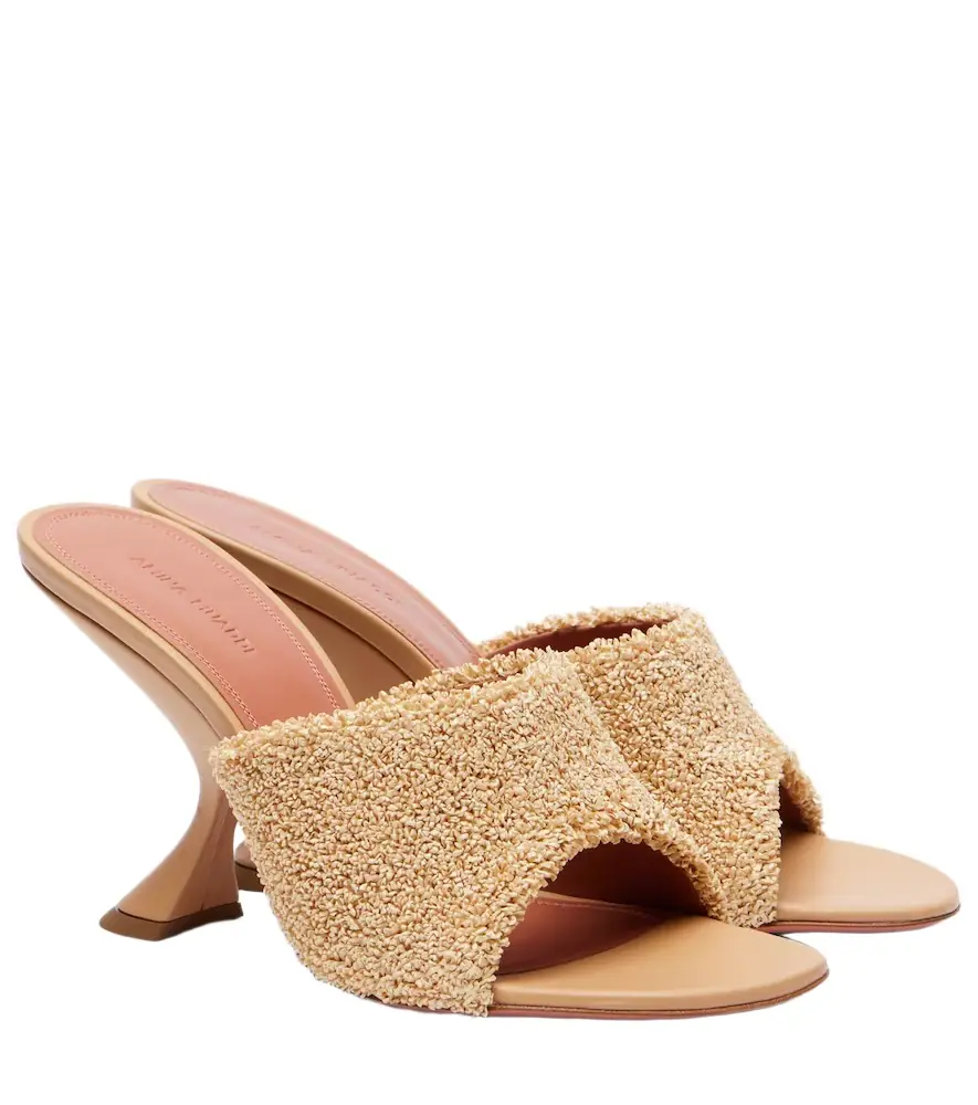Amina Muaddi Taylor 90 raffia-effect mules | Image 1 Amina Muaddi Taylor 90 raffia-effect mules | Image 1