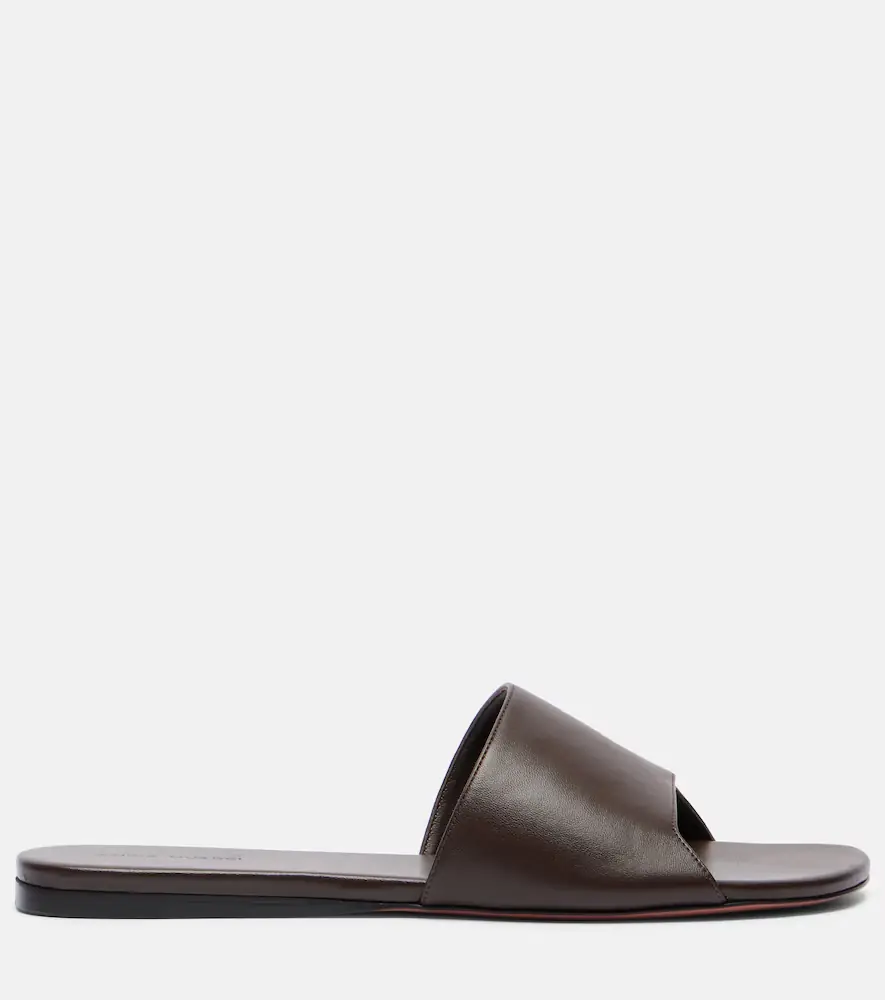 Amina Muaddi Bianca leather slides | Thumbnail 2 Amina Muaddi Bianca leather slides | Thumbnail 2