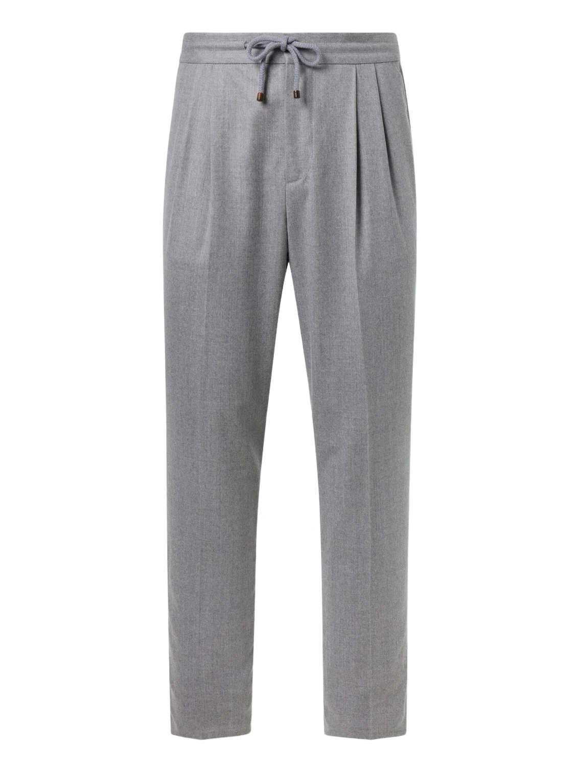 Virgin wool flannel straight pants