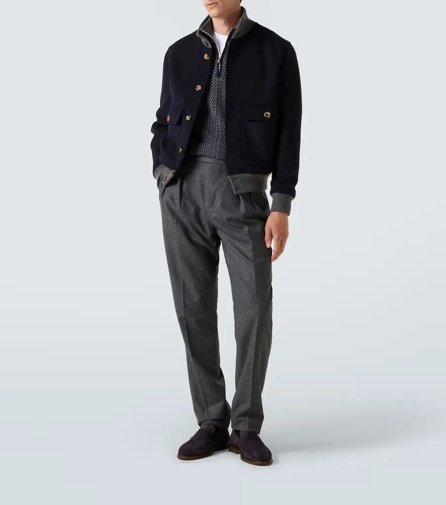 Brunello Cucinelli Herringbone cashmere half-zip sweater | Thumbnail 2