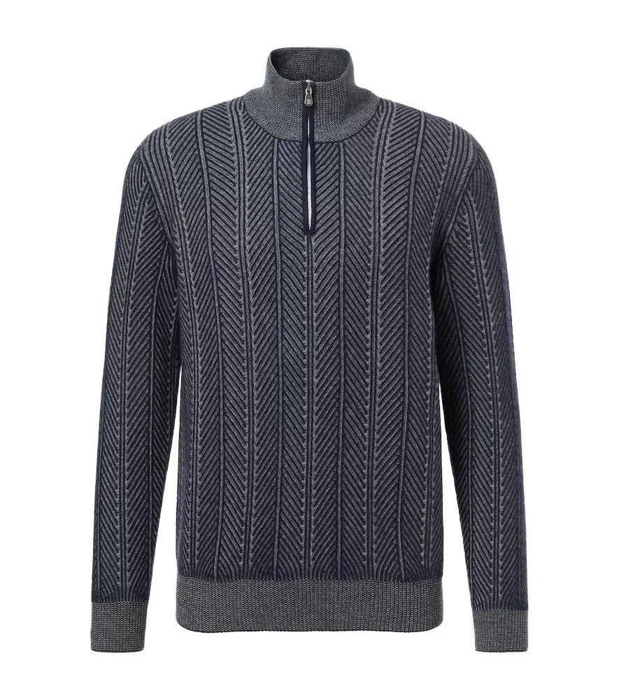 Herringbone cashmere half-zip sweater Herringbone cashmere half-zip sweater