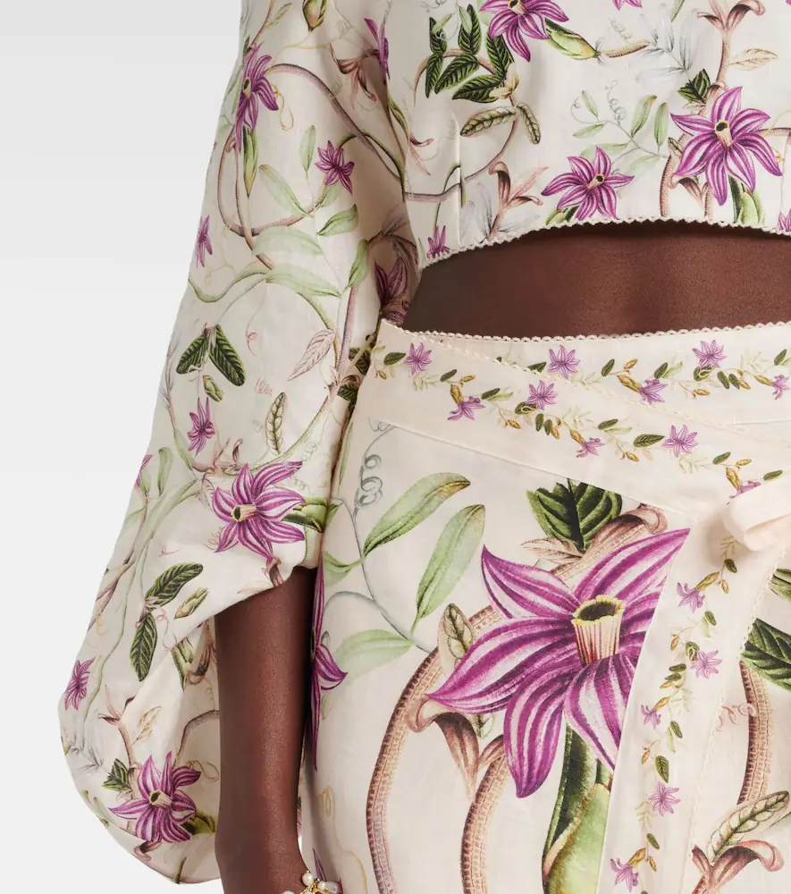Agua by Agua Bendita Duria floral linen crop top | Thumbnail 3