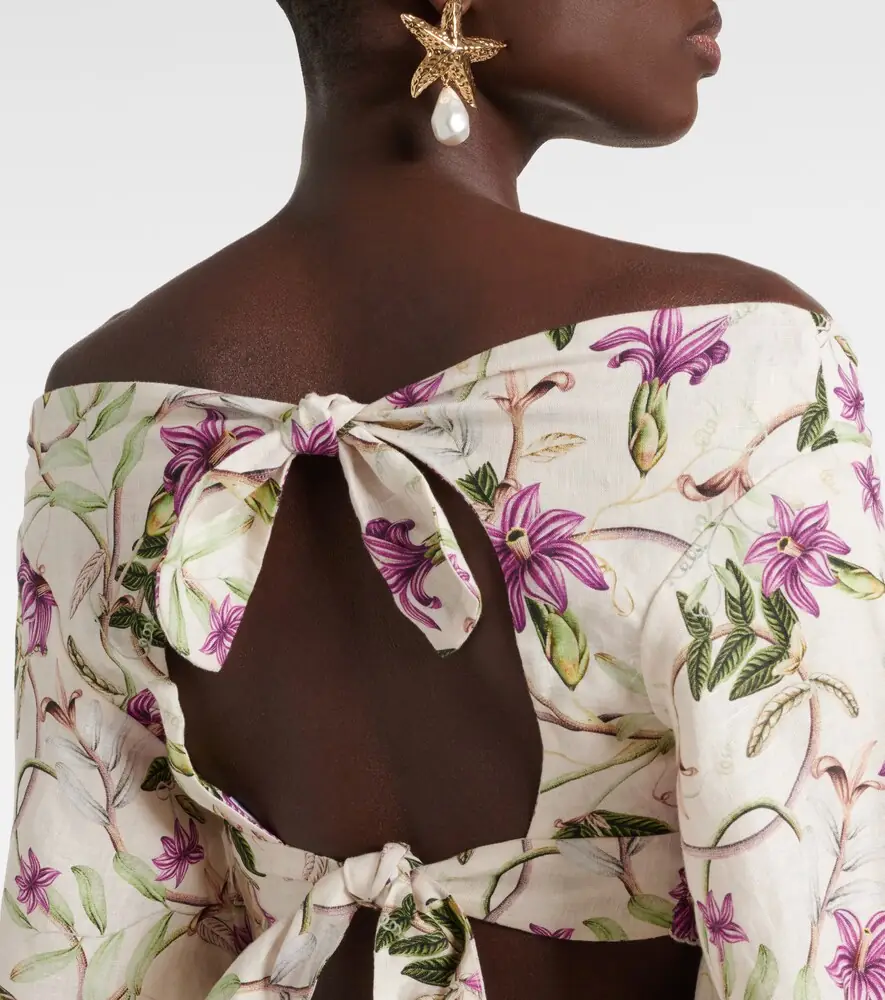 Agua by Agua Bendita Duria floral linen crop top | Thumbnail 6