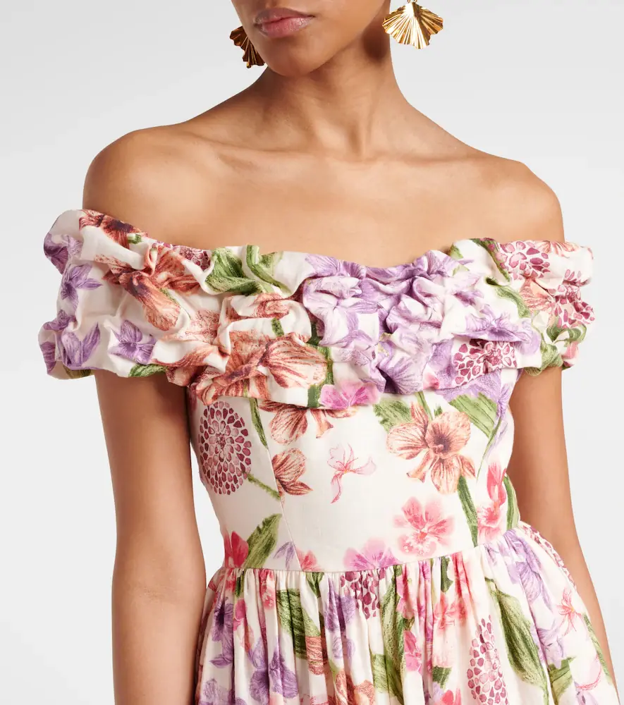Agua by Agua Bendita Espliego floral linen maxi dress | Thumbnail 2
