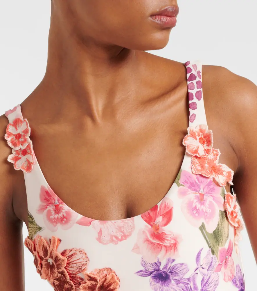 Agua by Agua Bendita Floral-appliqué swimsuit | Thumbnail 4