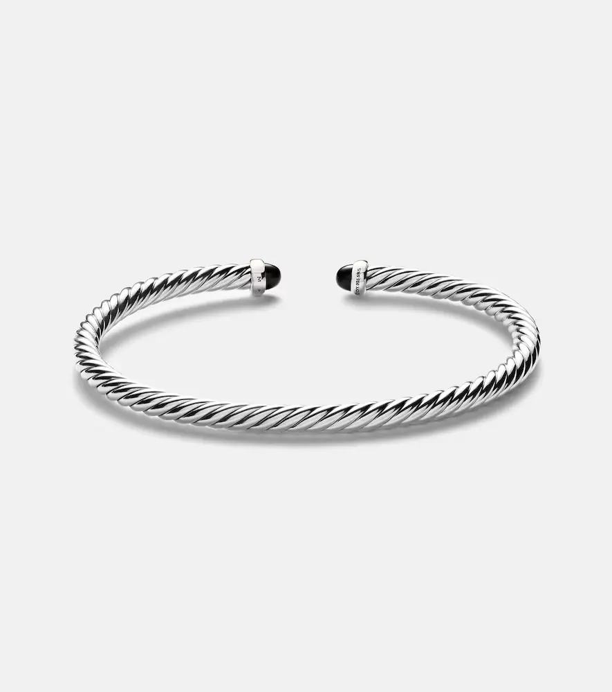 David Yurman Cable Flex sterling silver and 14kt gold cuff bracelet with onyxes | Thumbnail 2