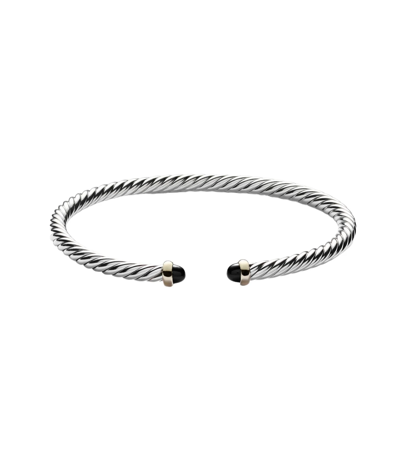 Cable Flex sterling silver and 14kt gold cuff bracelet with onyxes Cable Flex sterling silver and 14kt gold cuff bracelet with onyxes