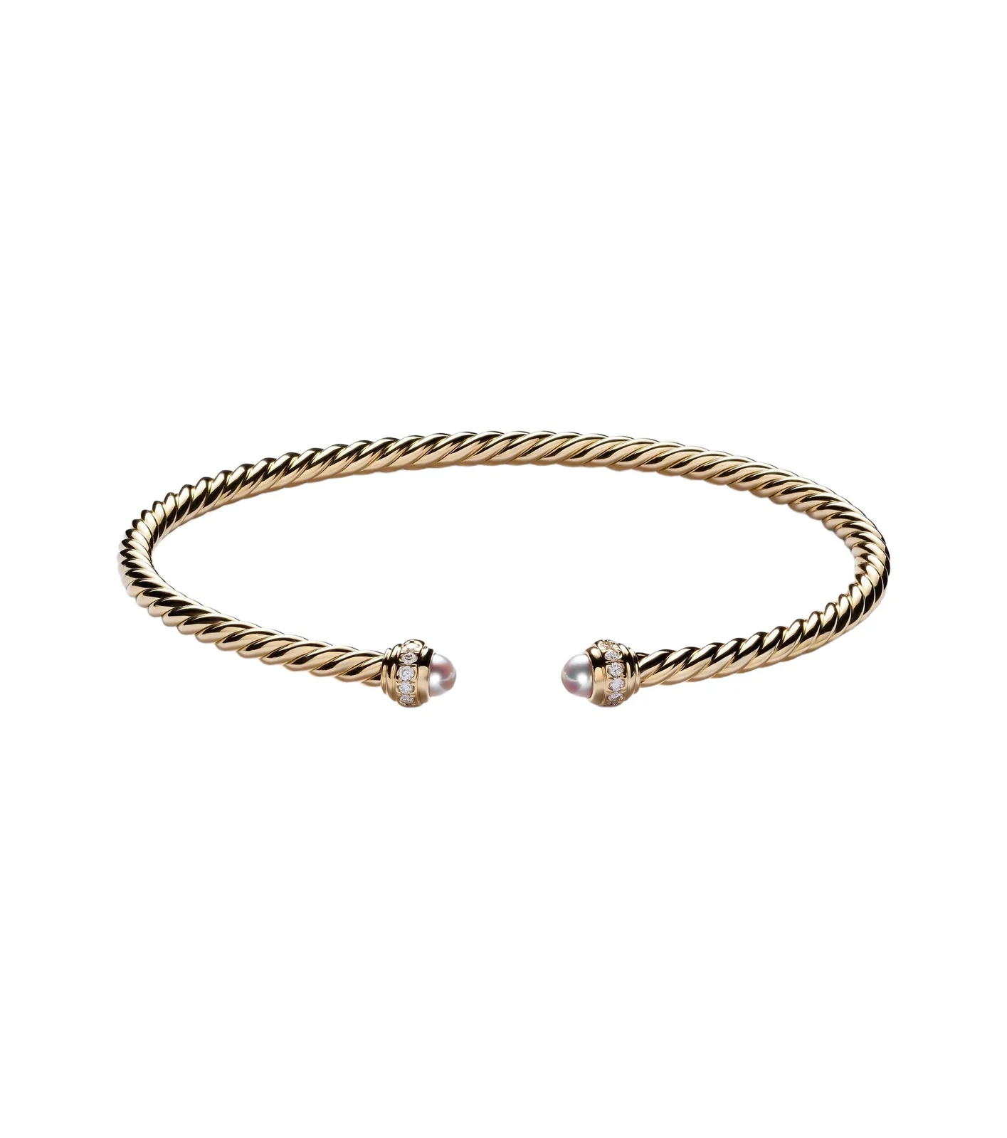 Cablespira Flex 18kt gold cuff bracelet with freshwater pearls and diamonds Cablespira Flex 18kt gold cuff bracelet with freshwater pearls and diamonds