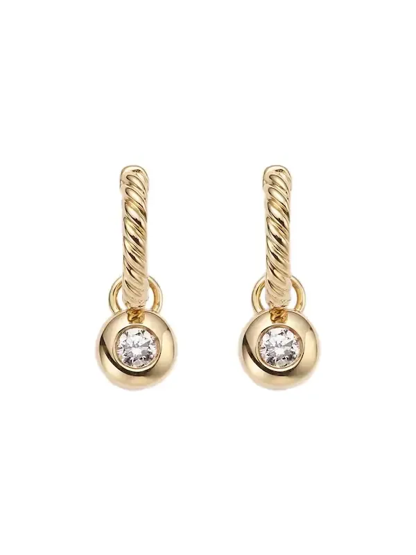 Cable Collectibles Petite Cable 18kt gold huggie earrings with diamonds Cable Collectibles Petite Cable 18kt gold huggie earrings with diamonds