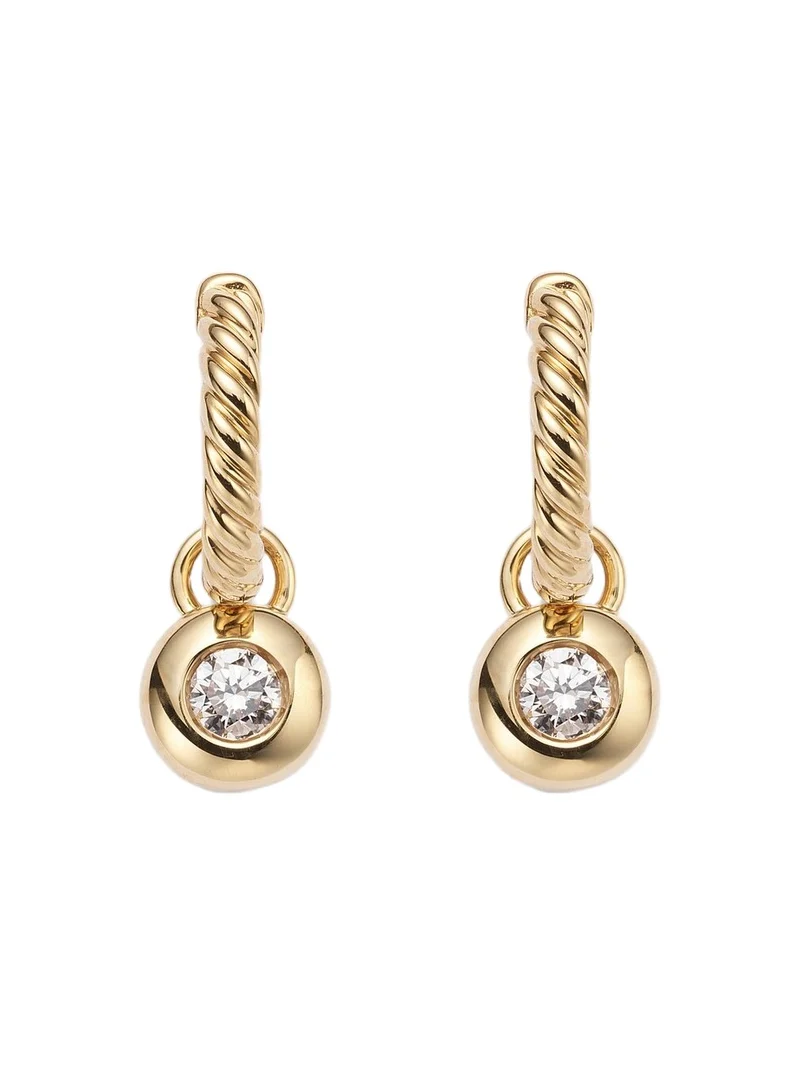 David Yurman Cable Collectibles Petite Cable 18kt gold huggie earrings with diamonds