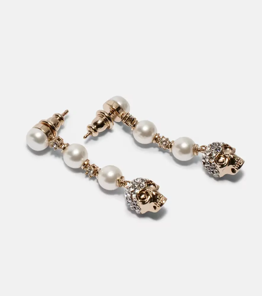 Alexander McQueen Skull crystal-embellished drop earrings | Thumbnail 3 Alexander McQueen Skull crystal-embellished drop earrings | Thumbnail 3