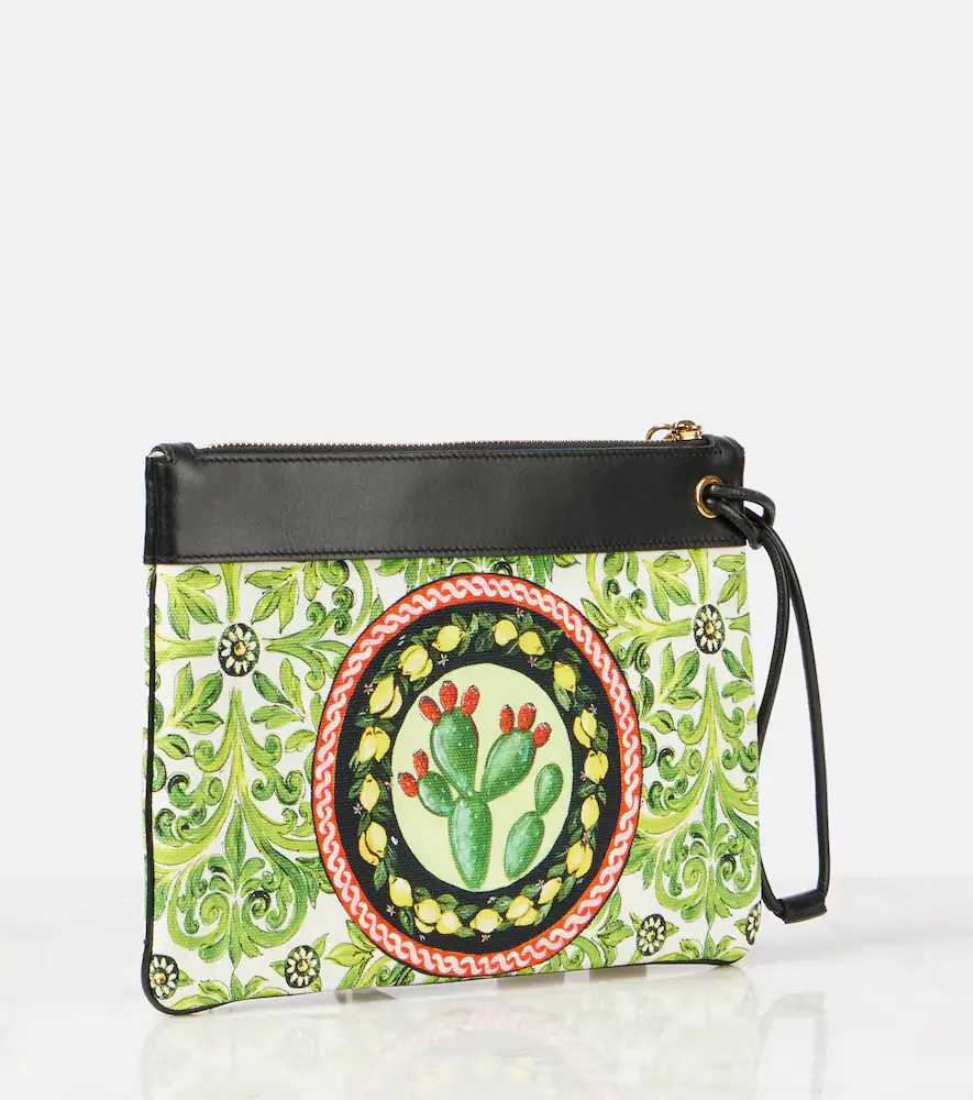 Dolce & Gabbana Printed leather-trimmed canvas pouch | Thumbnail 2 Dolce & Gabbana Printed leather-trimmed canvas pouch | Thumbnail 2